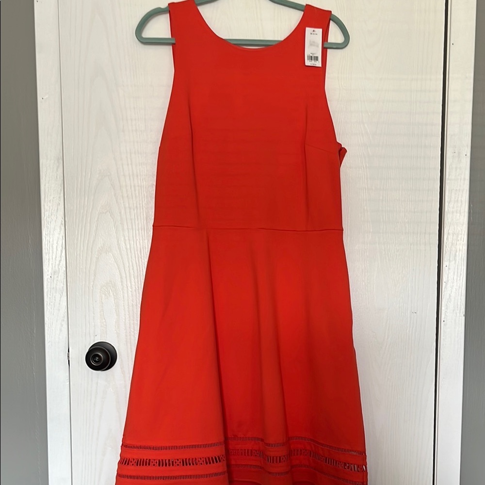 Banana Republic orange  Sleeveless V-Neck Midi Dress size 14 - Picture 3 of 6